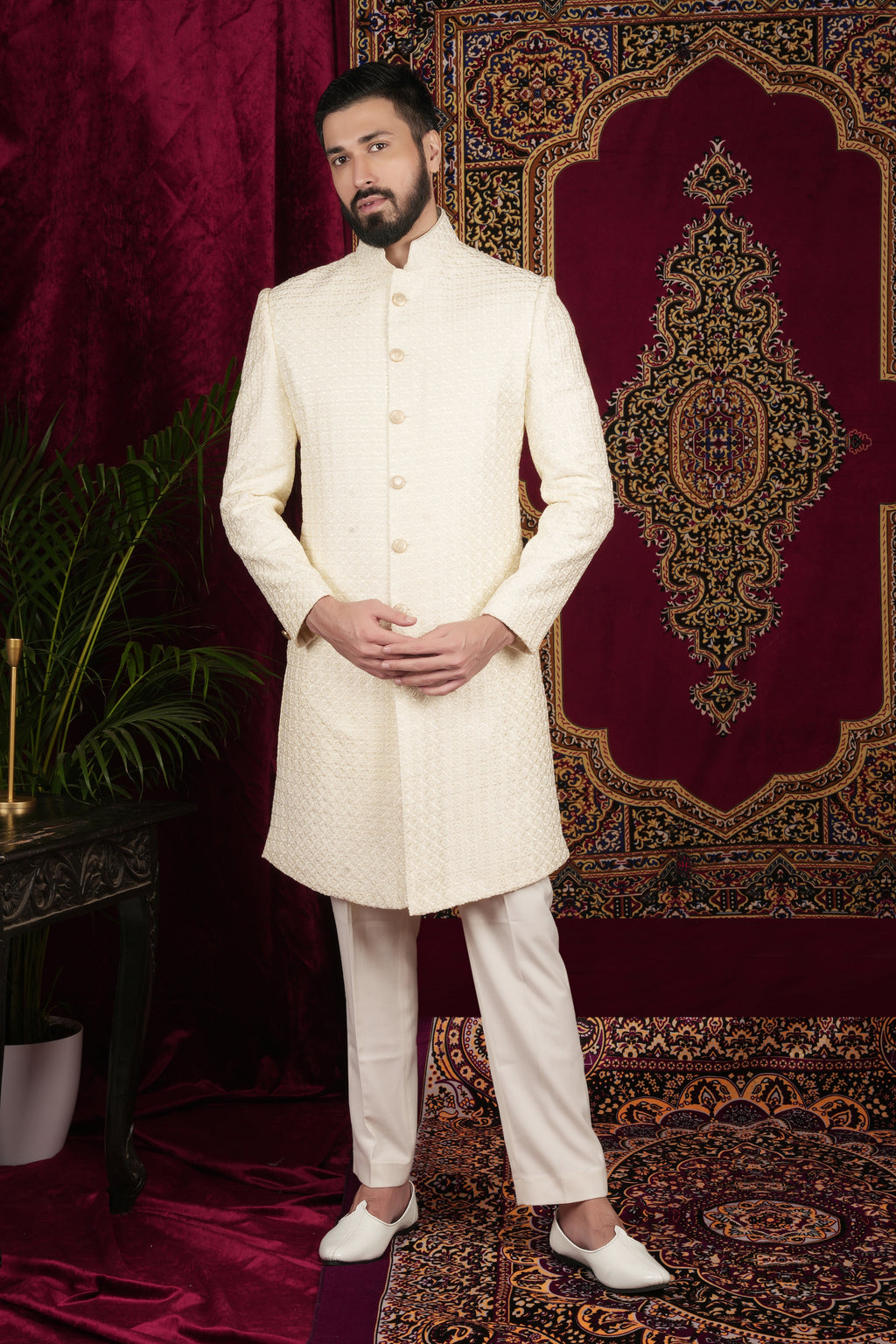 Vanilla Creme Sherwani Set