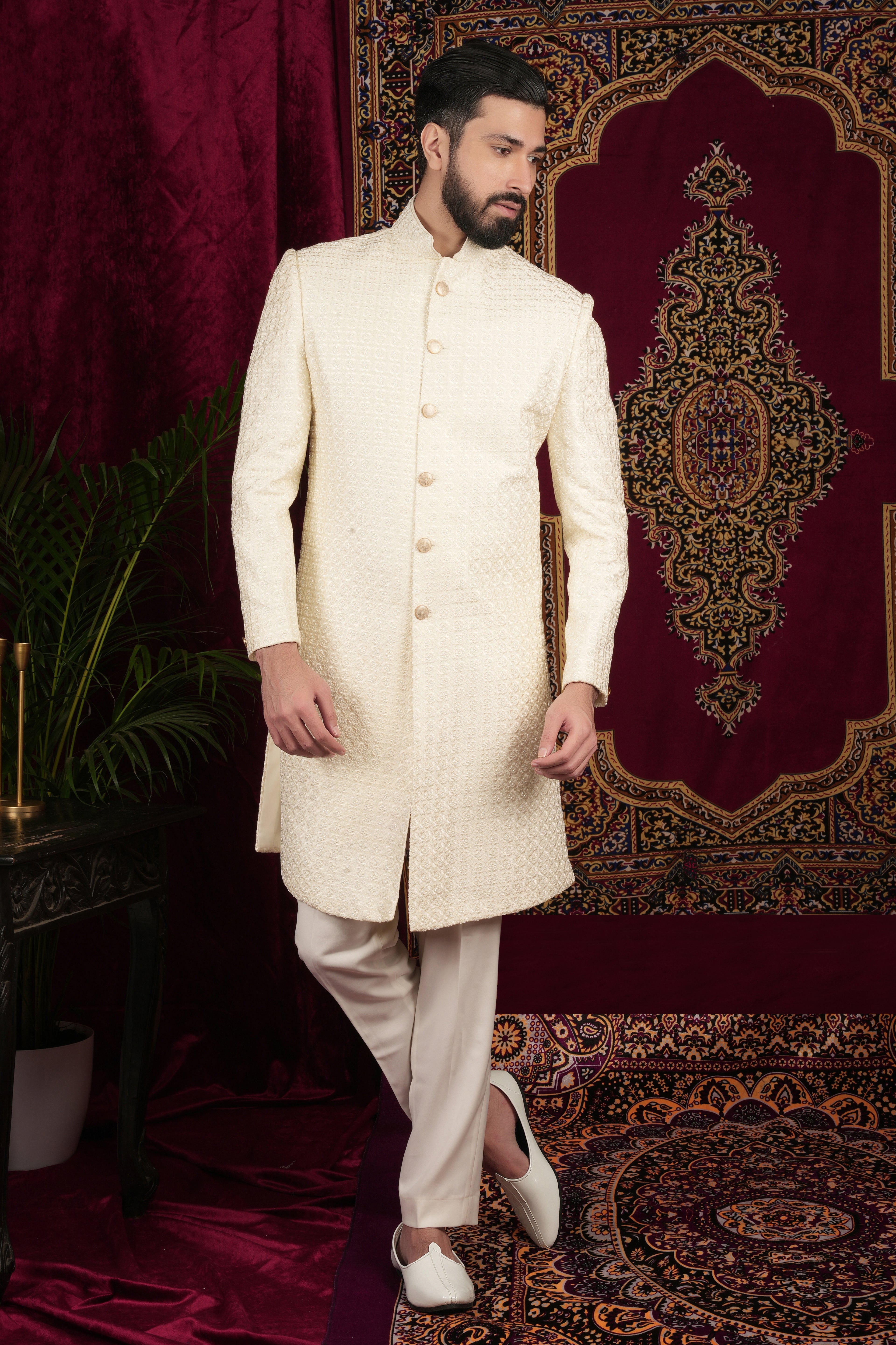 Vanilla Creme Sherwani Set
