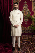 Creme Printed Kurta Bandi Set