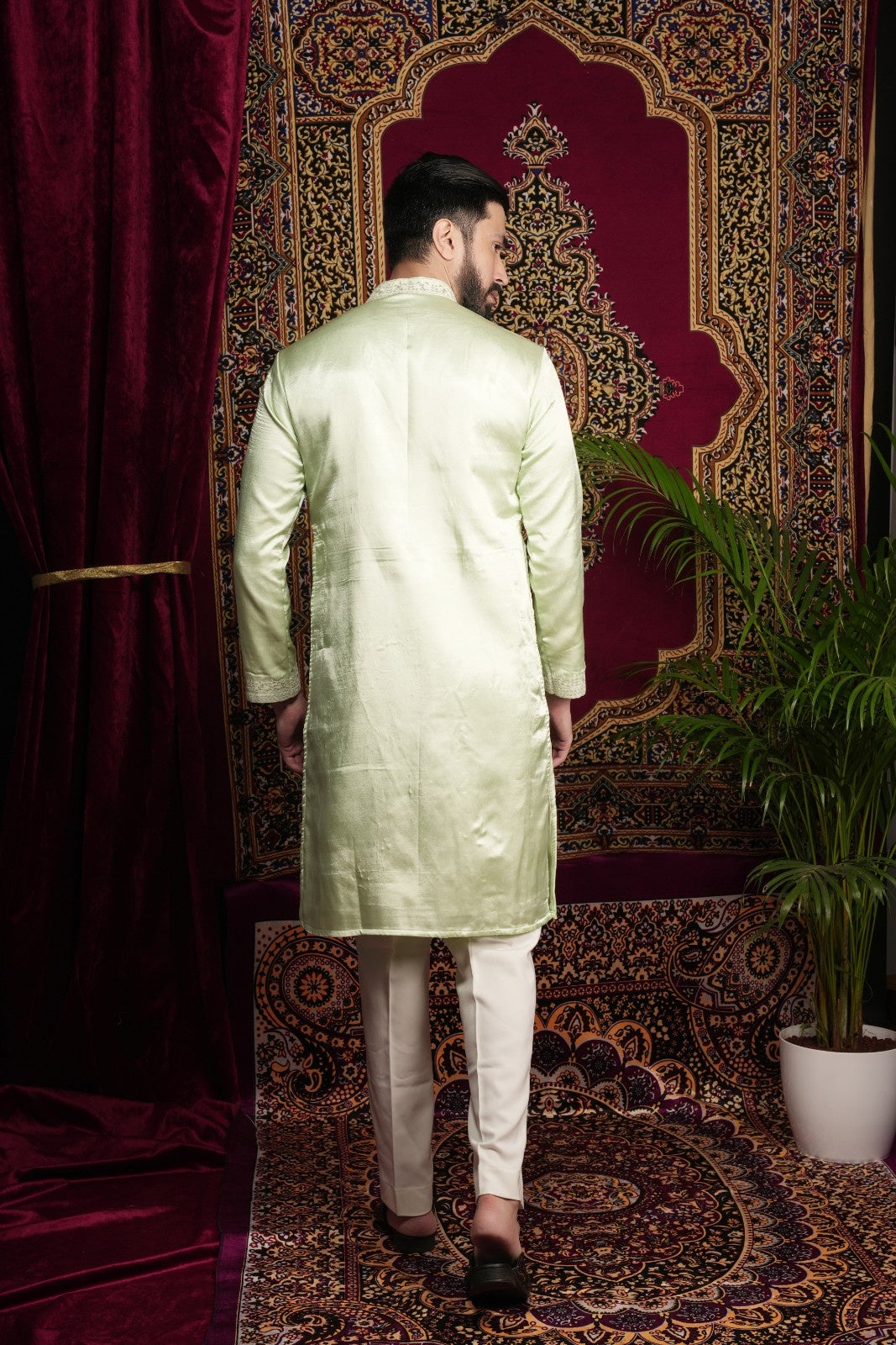 Mint Green Hand Embroidered Kurta Set