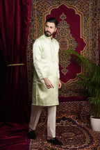 Mint Green Hand Embroidered Kurta Set