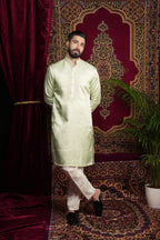 Mint Green Hand Embroidered Kurta Set