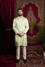 Mint Green Hand Embroidered Kurta Set