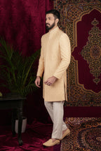 Pale Gold Embroidered Bandgala Set