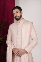 Blush Pink Motif Sequence Embroidered Sherwani Set