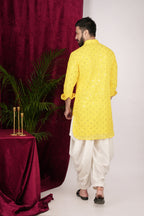 Yellow Georgette Embroidered Kurta Set