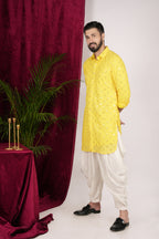 Yellow Georgette Embroidered Kurta Set
