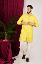 Yellow Georgette Embroidered Kurta Set