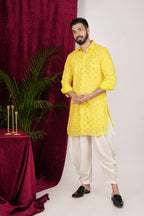 Yellow Georgette Embroidered Kurta Set