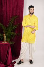 Yellow Georgette Embroidered Kurta Set