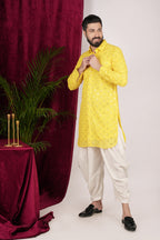 Yellow Georgette Embroidered Kurta Set