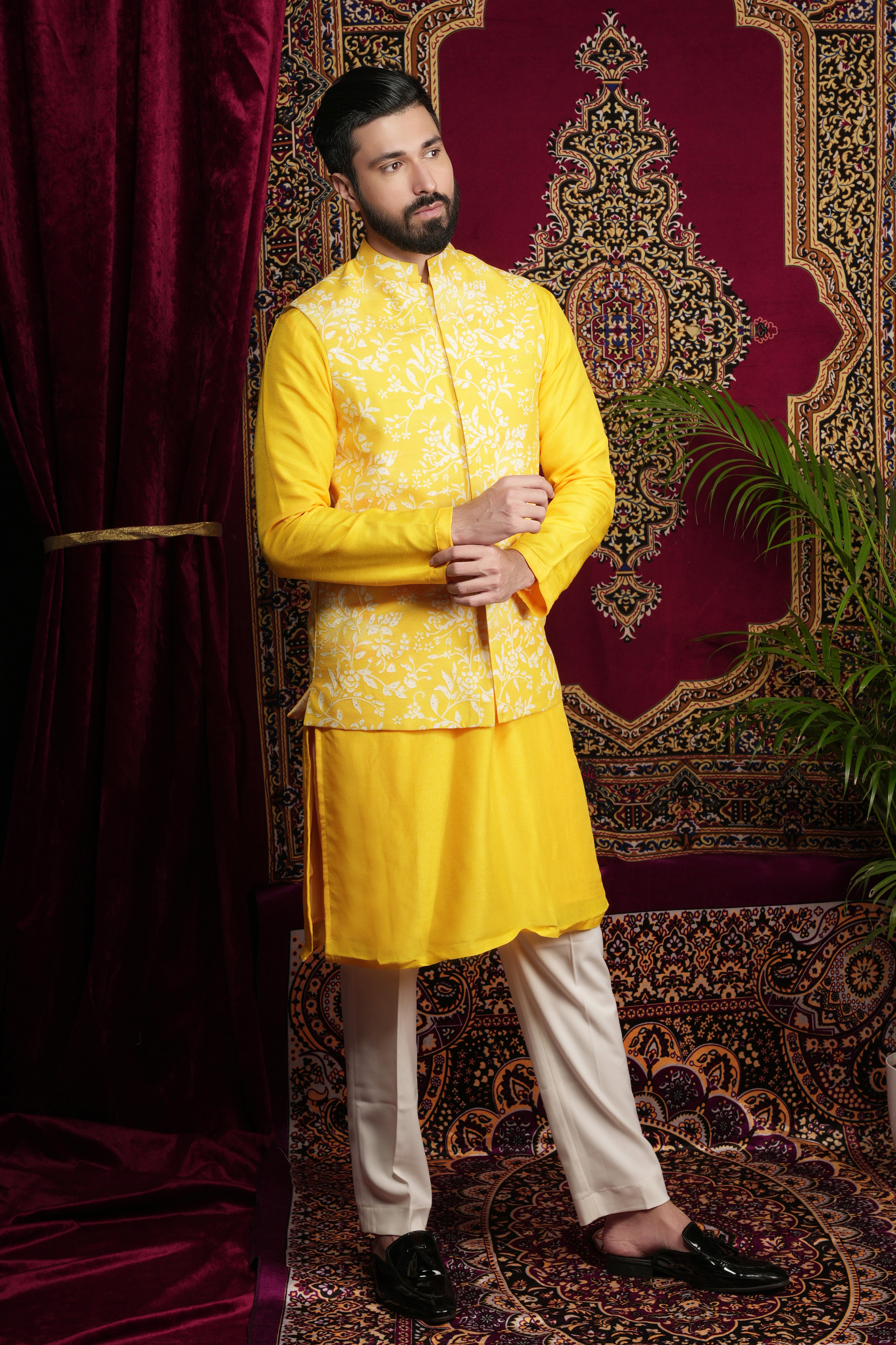 Yellow Kurta Bandi Set