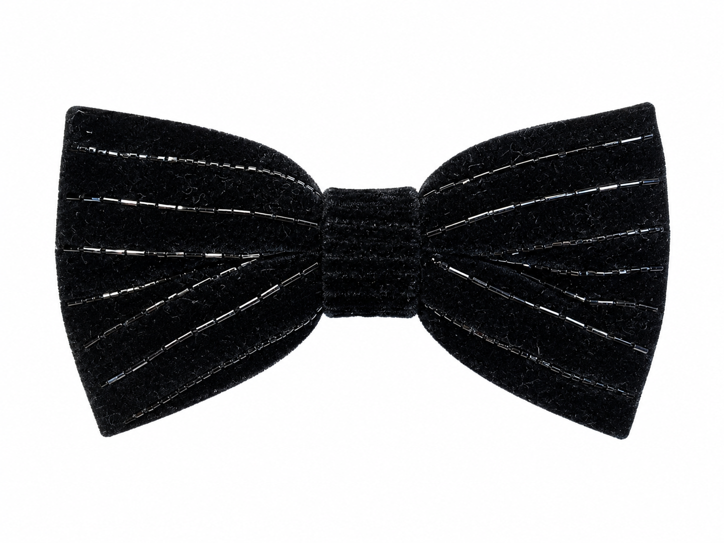 Embroidered Velvet Bow Tie