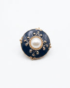 Blue, Gold & White Pearl Button