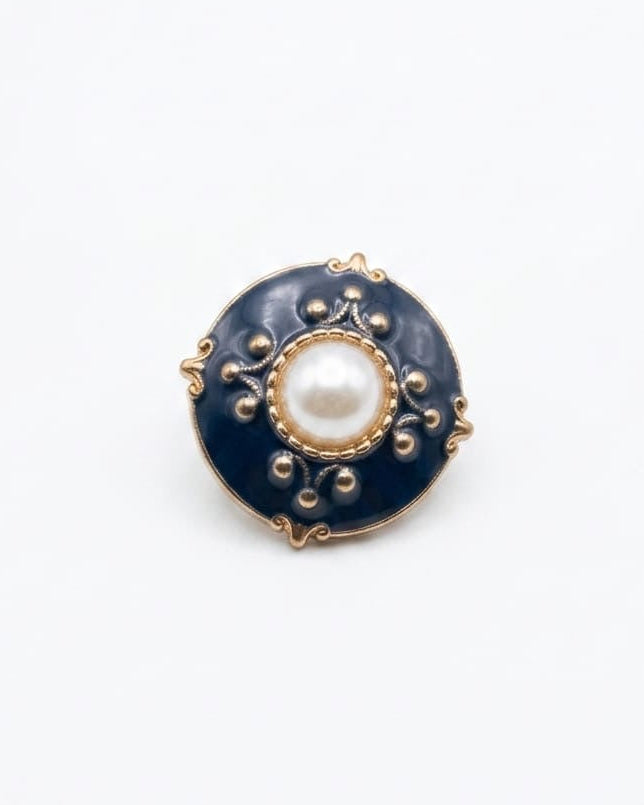 Blue, Gold & White Pearl Button