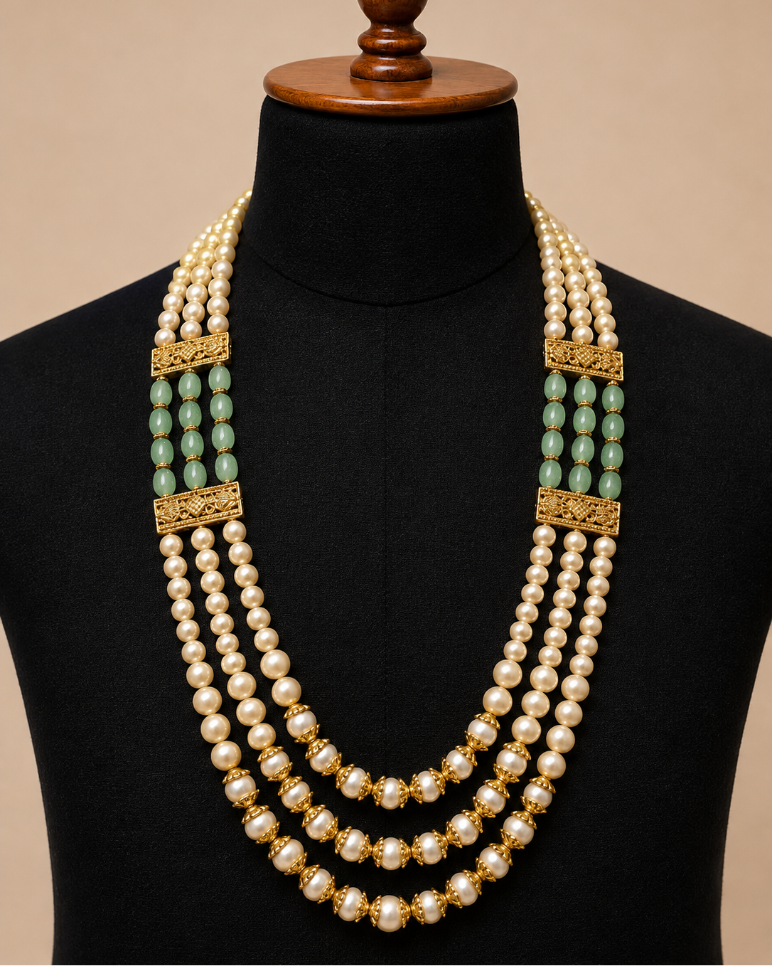 Pearl and Sage green Beaded Mala