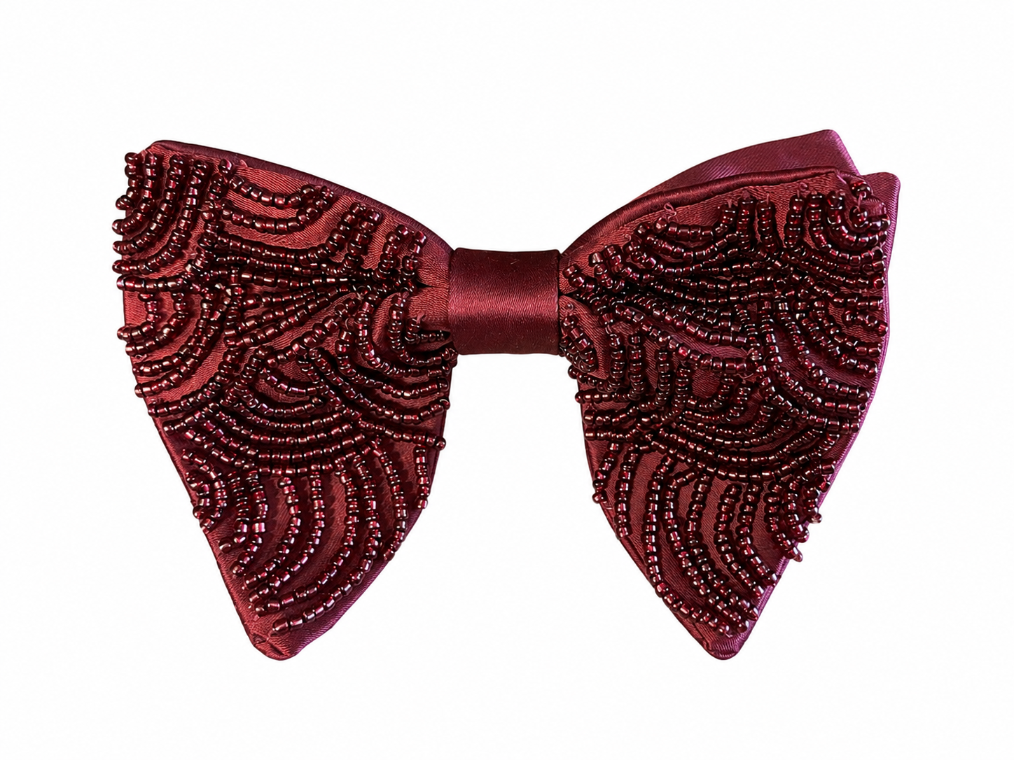 Embroidered Satin Bow Tie