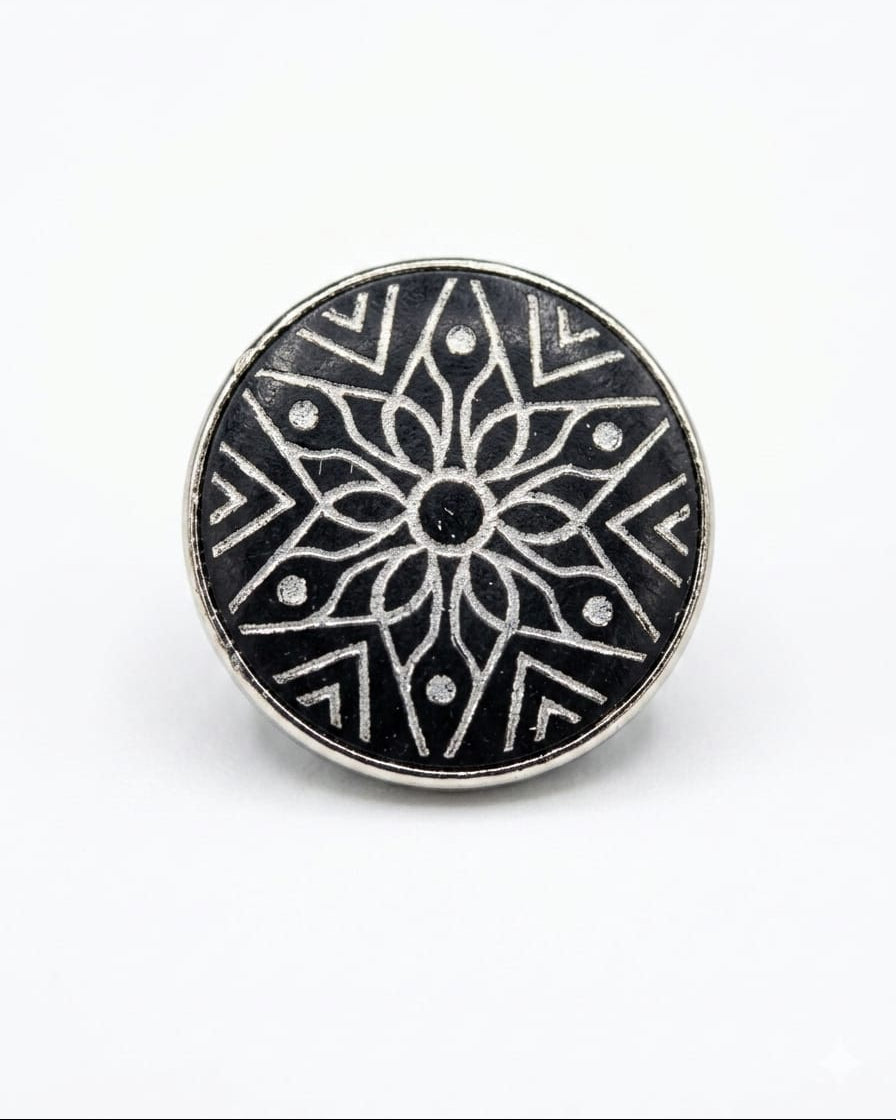 Black & White Mandala Button