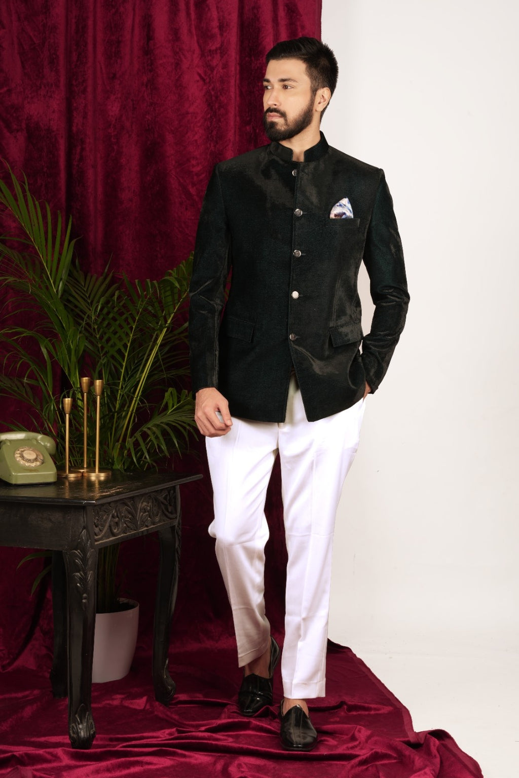 Peacock Green Dual Shade Jodhupri Set