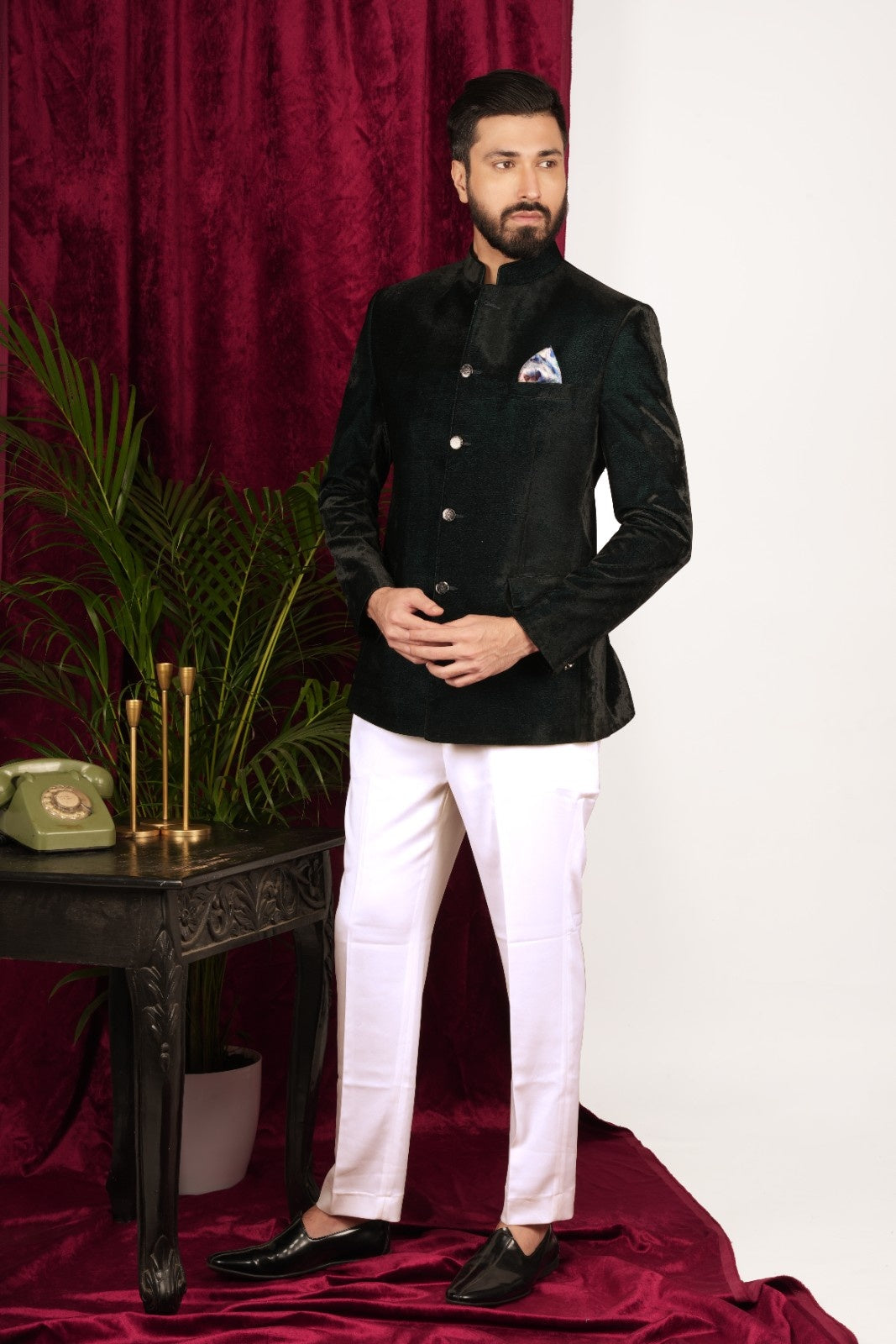 Peacock Green Dual Shade Jodhupri Set