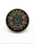 Black, Silver & Teal Designer Button