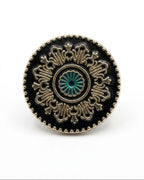 Black, Silver & Teal Designer Button