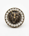 Pearl Lion Antique Button