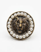 Pearl Lion Antique Button