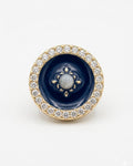 Navy, White & Gold Crystal Button