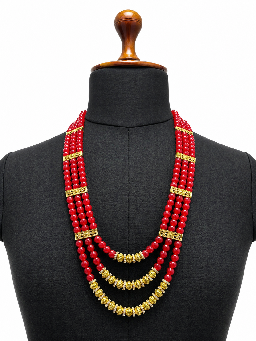 Red and Gold Beaded Mala