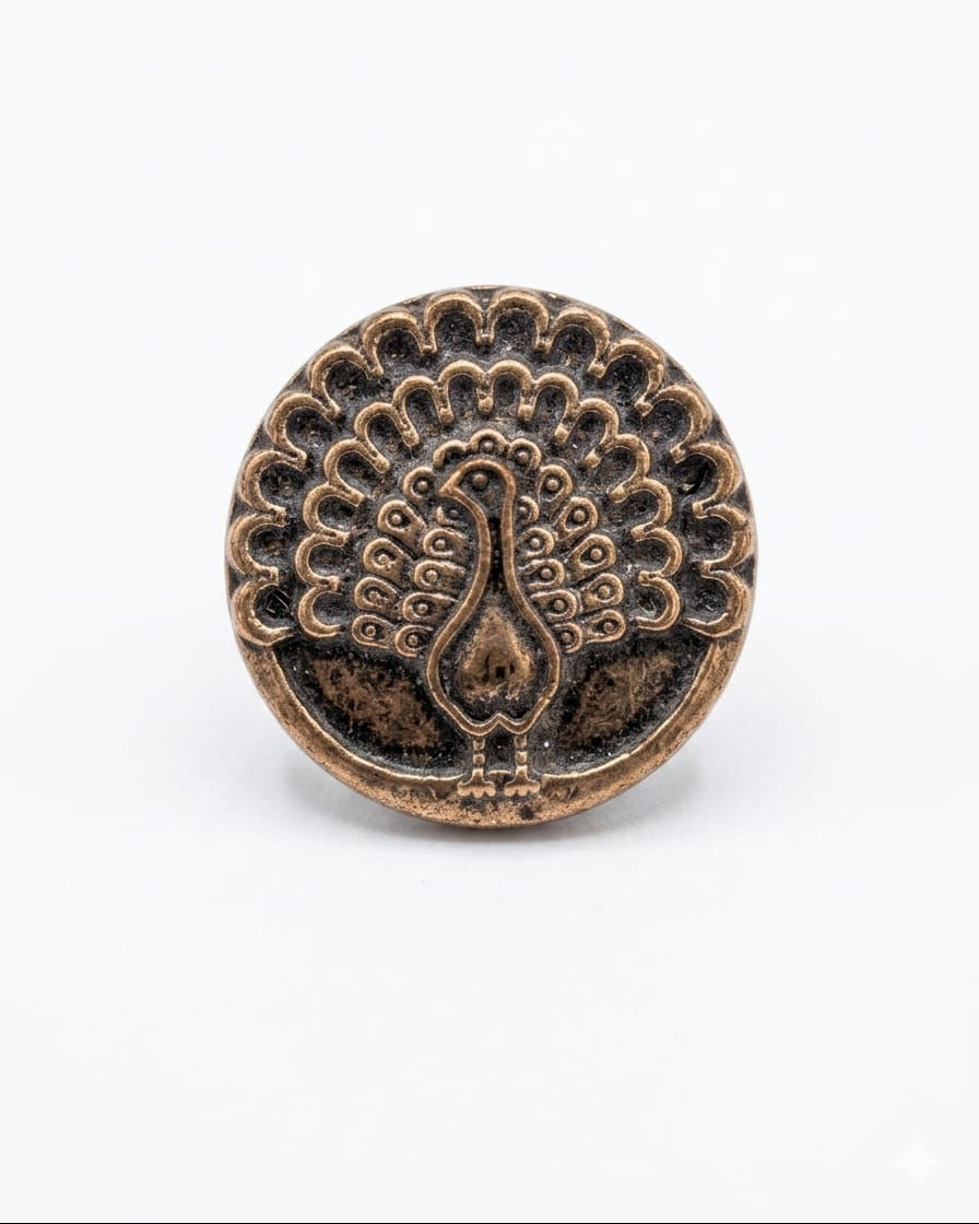 Antique Bronze Peacock Button