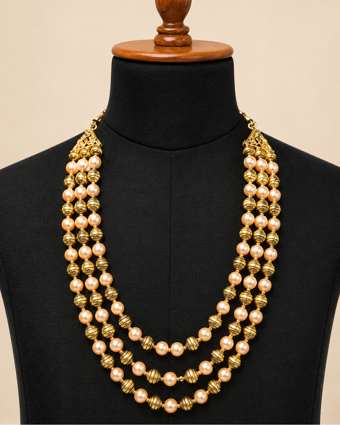 Pearl and Golden Beaded Mala