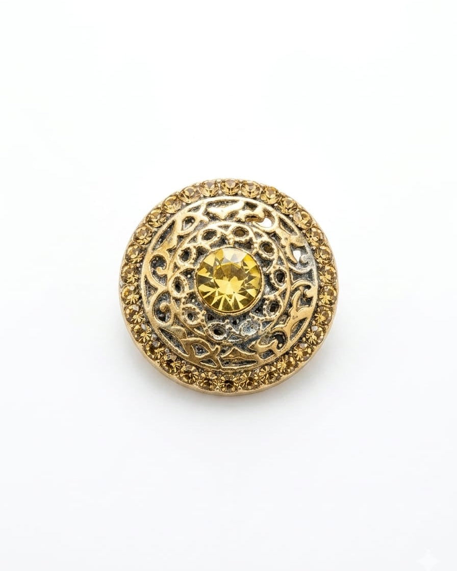 Gold Crystal Filigree Button