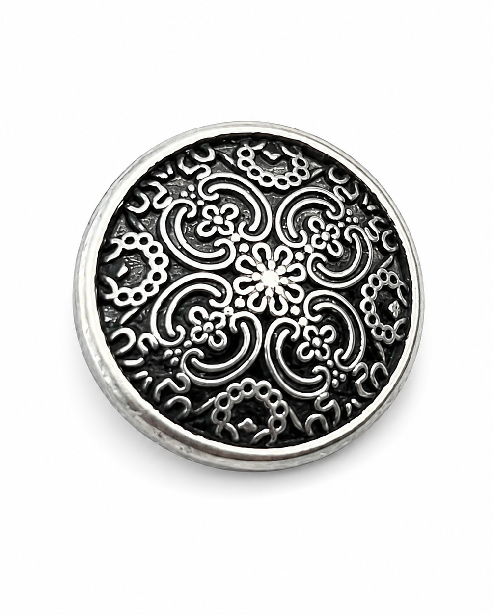 Silver & Black Antique Button