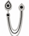 Silver and Black Stones Brooch