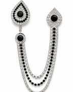 Silver and Black Stones Brooch