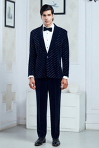 Embroidered Navy Blue Tuxedo