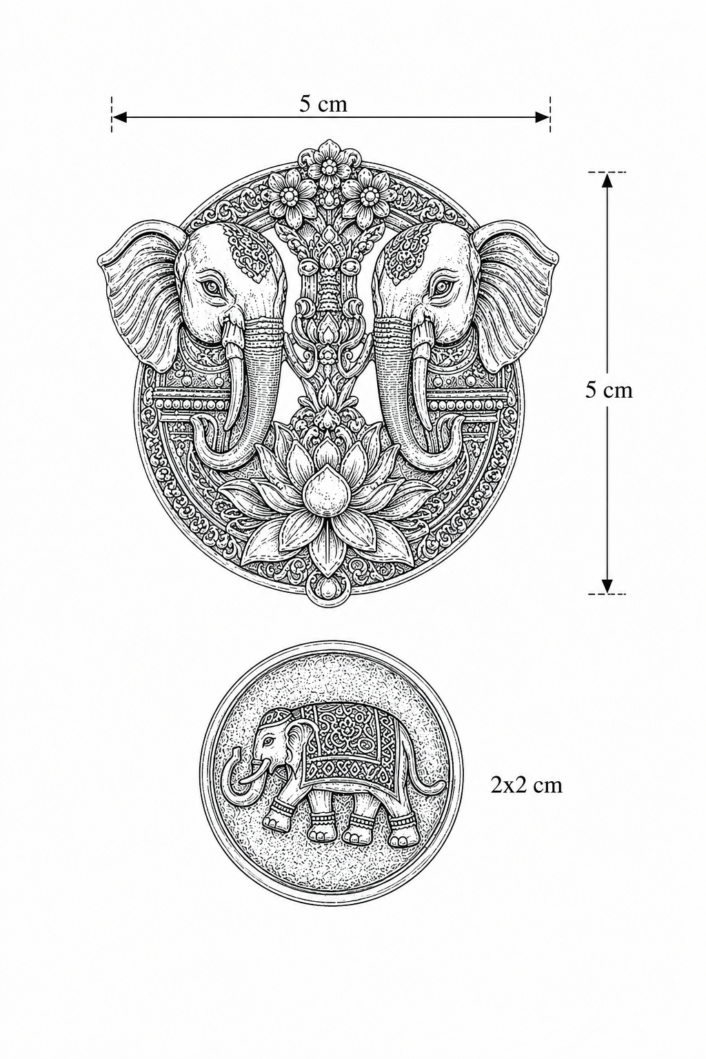 Golden Elephant and Floral Brooch