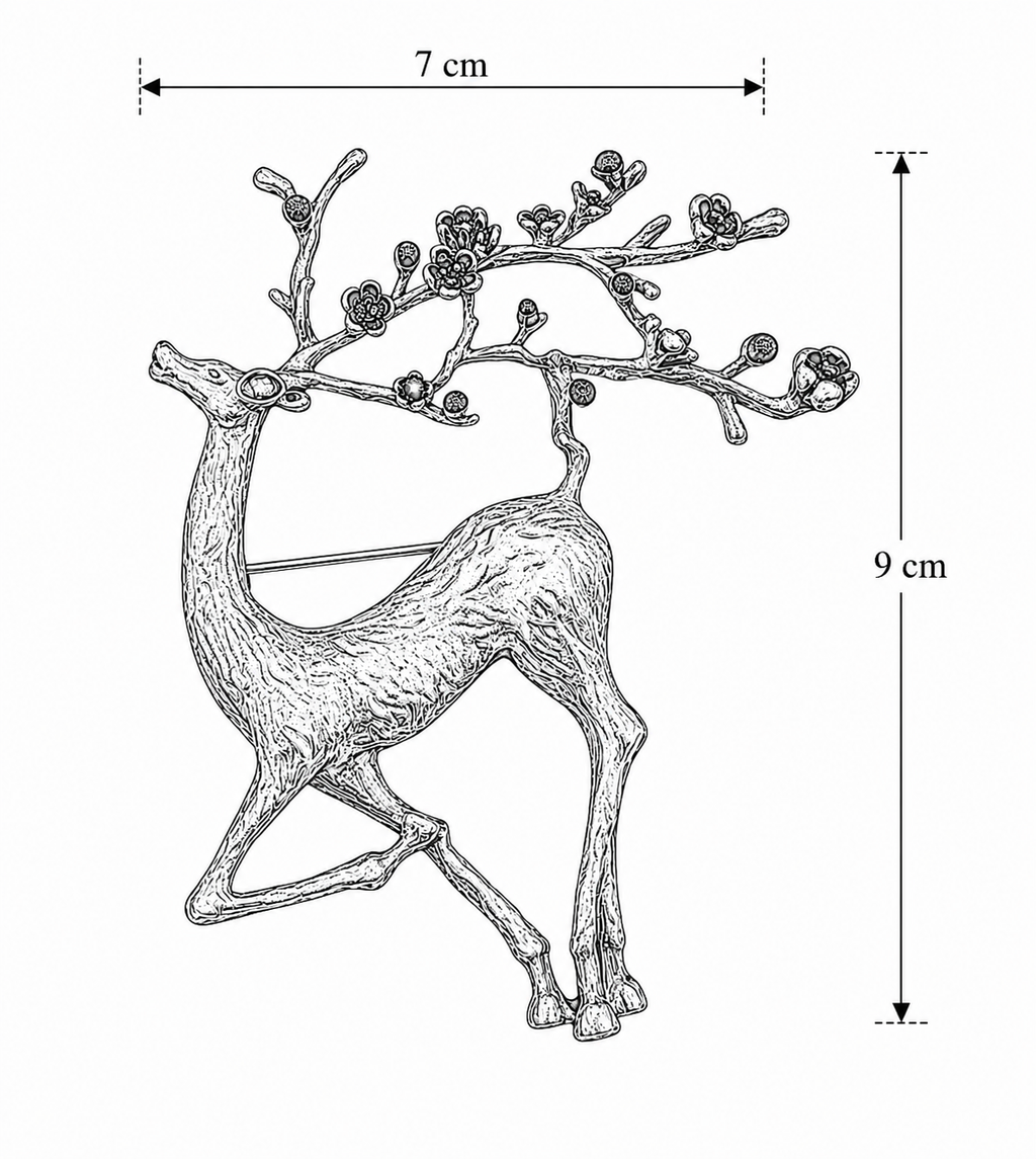 Silver Reindeer Brooch