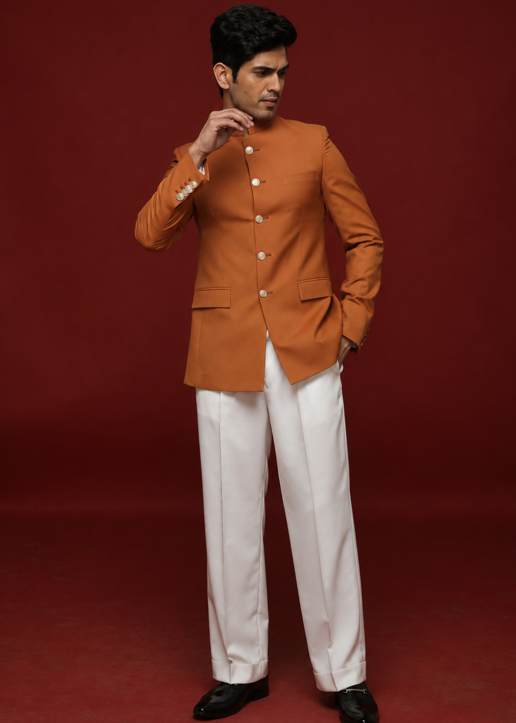 ORANGE BANDHGALA