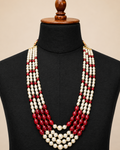 White and Red Beaded Mala