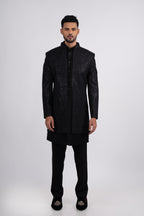 Black Silk Stone & Cutdana Embroidered Indo Western