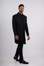 Black Silk Stone & Cutdana Embroidered Indo Western