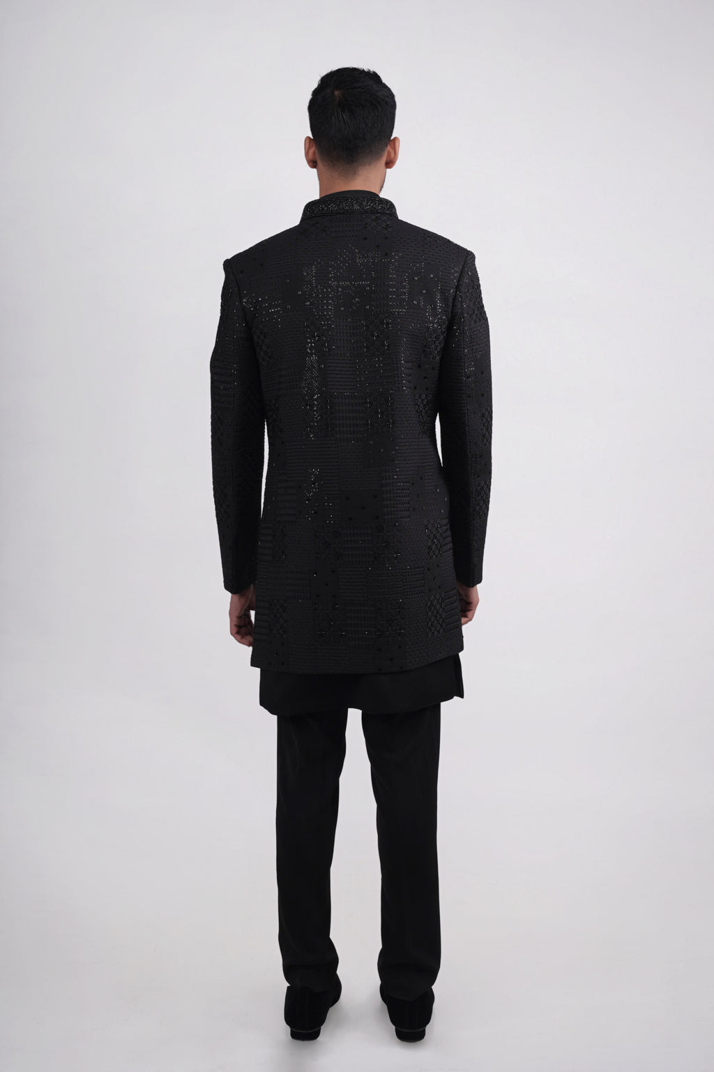 Black Silk Stone & Cutdana Embroidered Indo Western