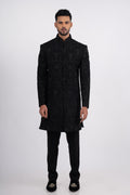 Black Silk Cutdana Bandhgala Indo Western Set