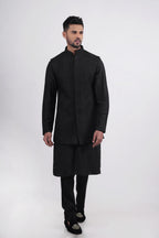 Black Silk Thread & Cutdana Embroidered Bandi Set