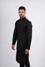 Black Silk Thread & Cutdana Embroidered Bandi Set