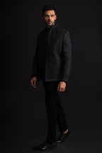 Black Silk Thread & Stone Cocktail Jodhpuri Set