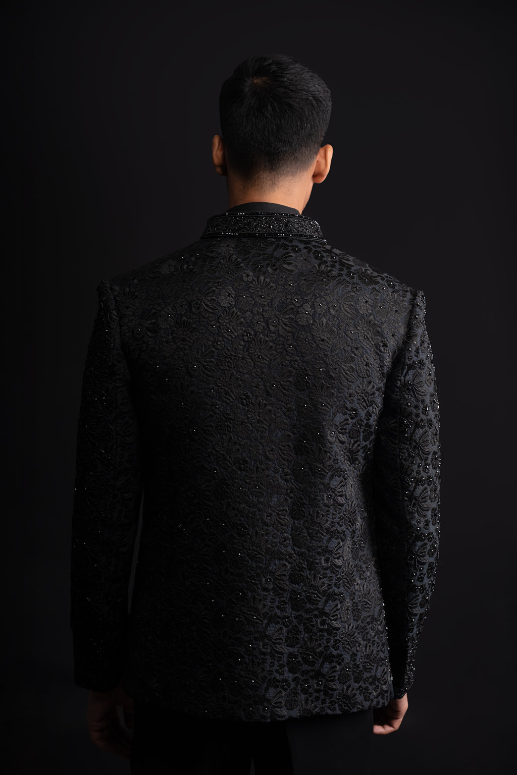 Black Silk Thread & Stone Cocktail Jodhpuri Set