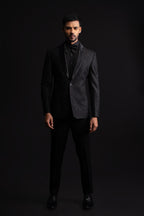 Black Tuxedo Embroidery With Cut Dana Work